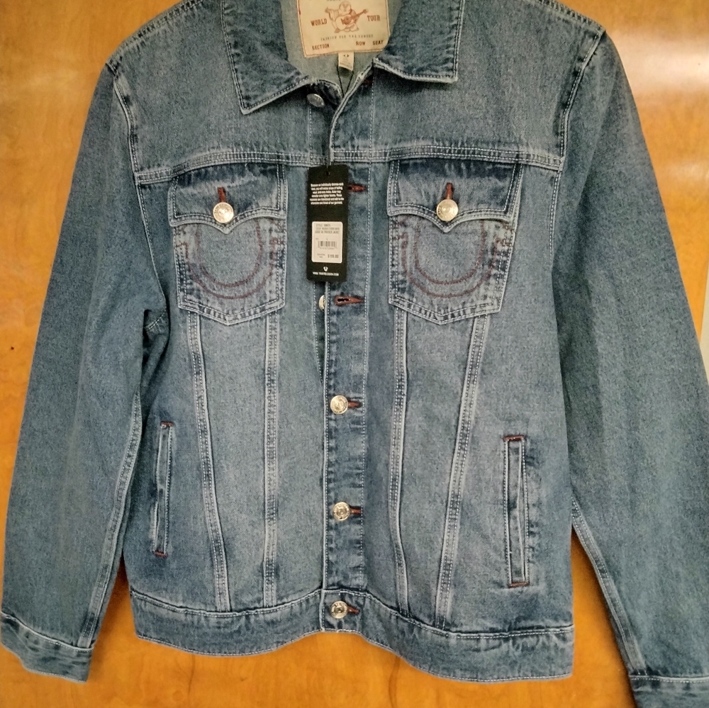 Authentic True Religion Trucker Mens Denim Jacket L. Brand New w/ Orig.Tag